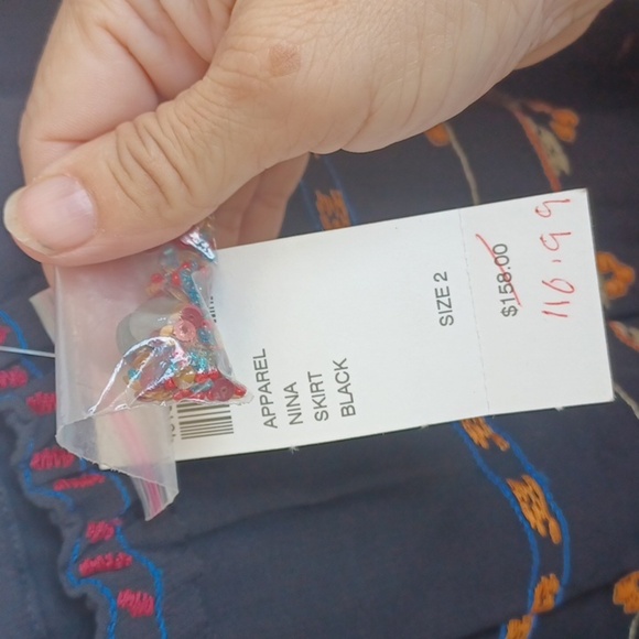 Chico's Boho long skirt and blouse, nwt, Size 2 (12), Beaded, Sequins, Tiered - Picture 10 of 14